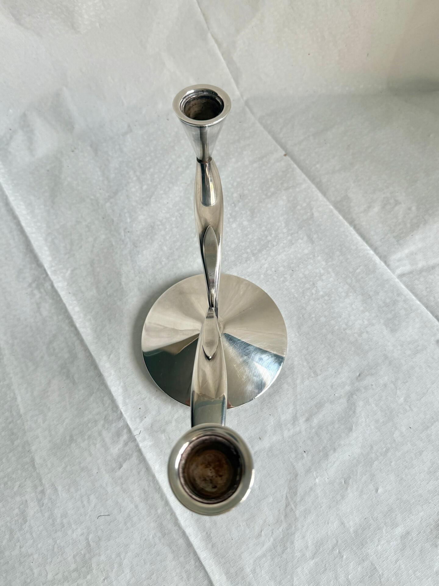 Bougeoir double en argent massif de style Art Déco danois