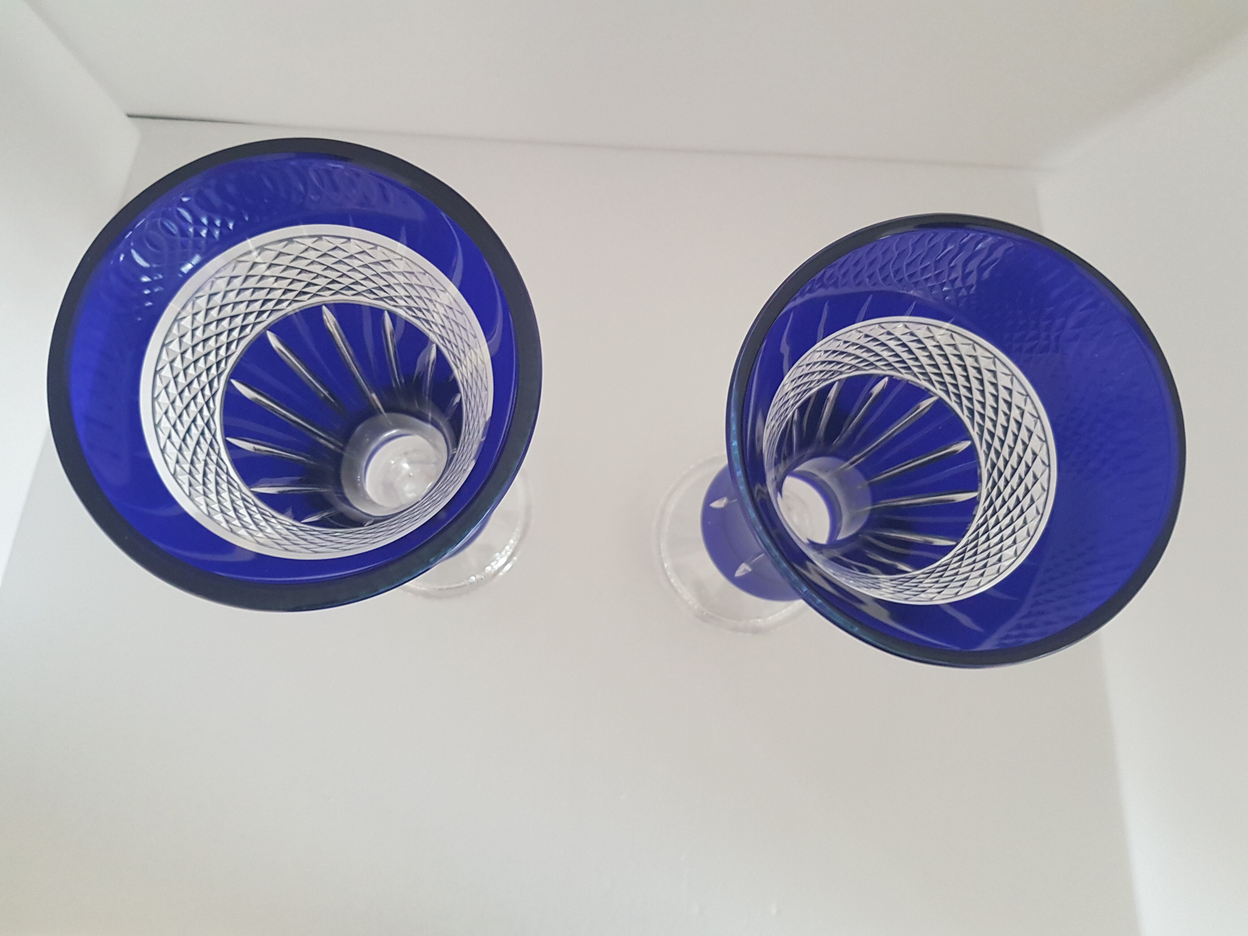Pair of blue vases crystallism of Lorraine, Saint-Louis- tommy collection