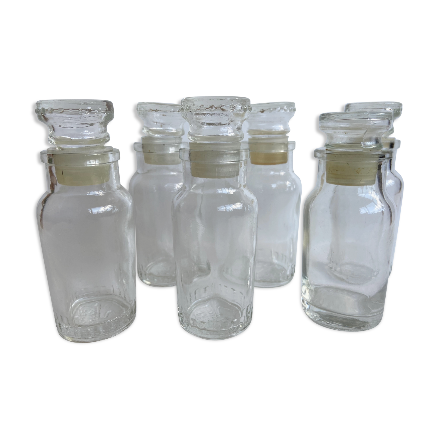 Set of 6 glass bottles