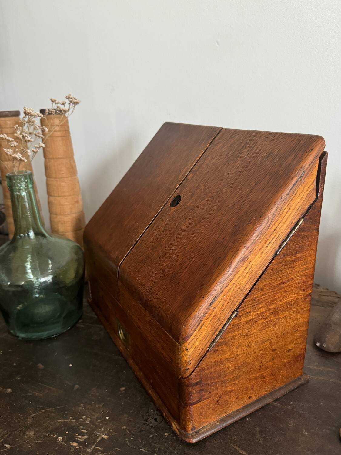 Small wooden mail storage unit