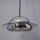 VINTAGE 1970S CHANDELIER IN CHROME-PLATED METAL AND GLASS, ITALIAN DESIGN