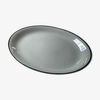 Bavaria oval serving dish - hand-painted silver border