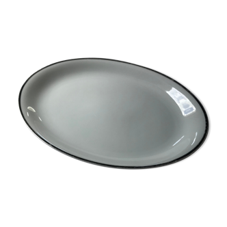 Bavaria oval serving dish - hand-painted silver border