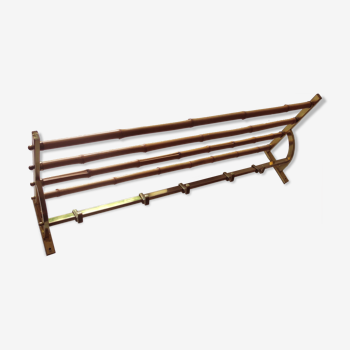 Mid-century bamboo and brass coat and hat rack, 1960s