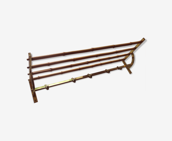 Mid-century bamboo and brass coat and hat rack, 1960s