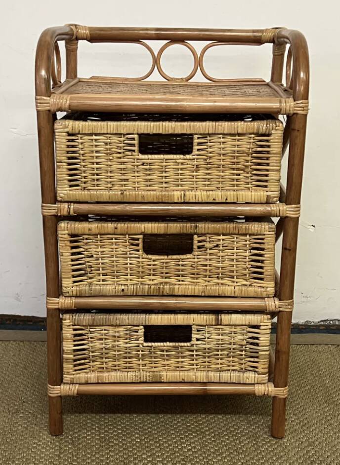 Vintage rattan chest of drawers