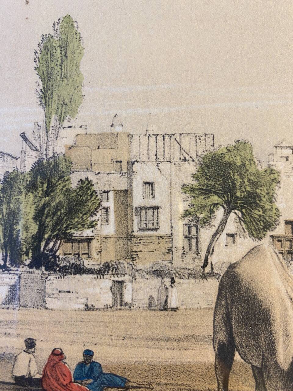 Orientalist engraving, view of the Shereef Bey Palace in Cairo, 20th century