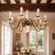 French chandelier in brass and painted porcelain – 8 lights – Ø 76 cm
