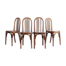 Set of 4 Luterma bistro chairs in curved wood and imitation leather, early 20th century