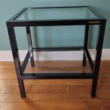 Rectangular table, end of sofa in metal and glass Vintage Vandel stone