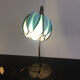 Art deco lamp bronze foot, blue glass flower globe