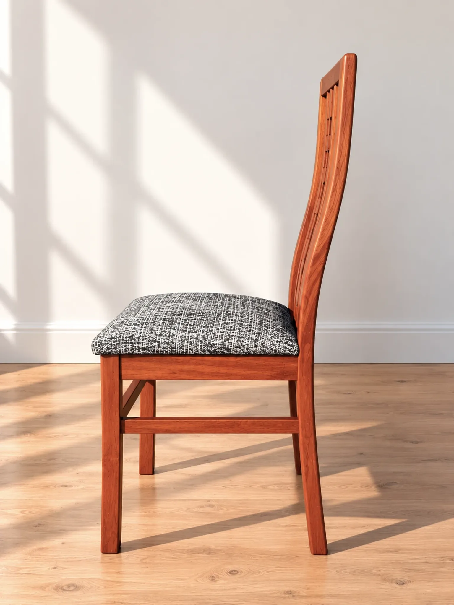 Set of 8 Vintage Teak Chairs in Mackintosh Style - Black and White Zebra Fabric