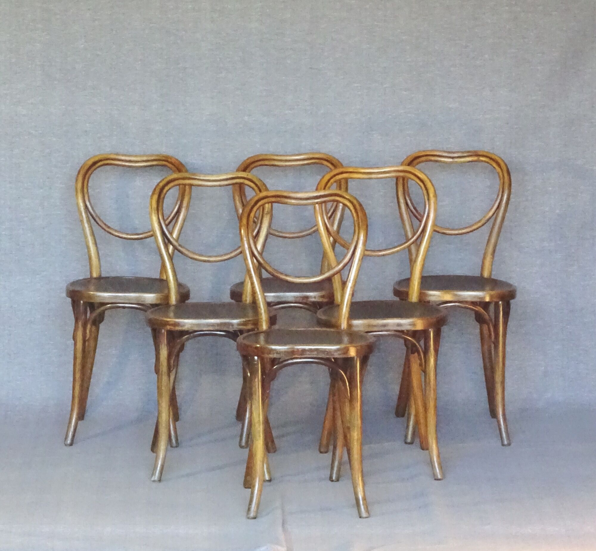 Set of 6 chairs Heart Thonet N°28, wooden seats and arches - 1925 -