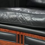 Set of 2 black leather Art Deco design armchairs in good condition