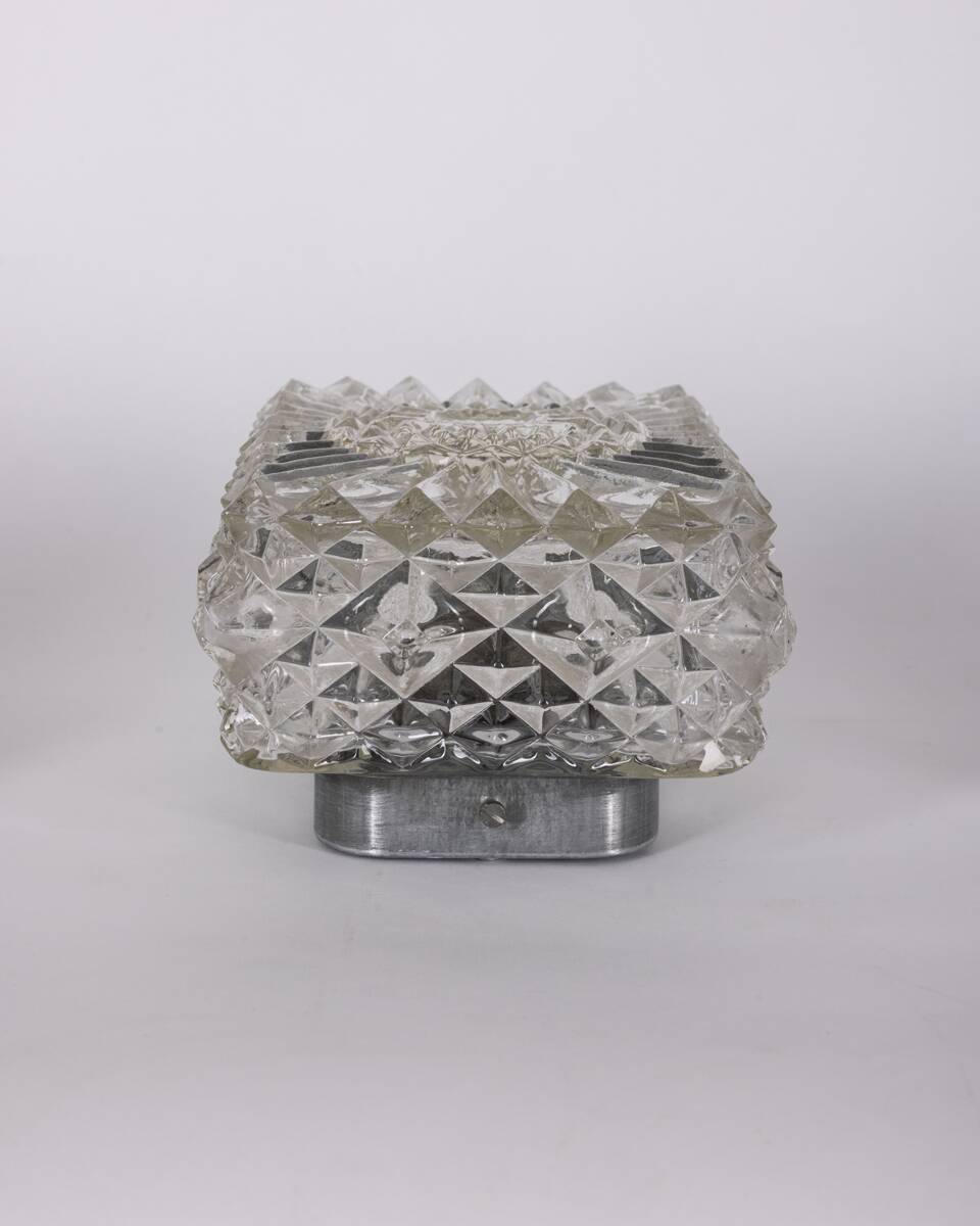 Vintage Worked Glass Wall Lamps, 1970s, Set of 3