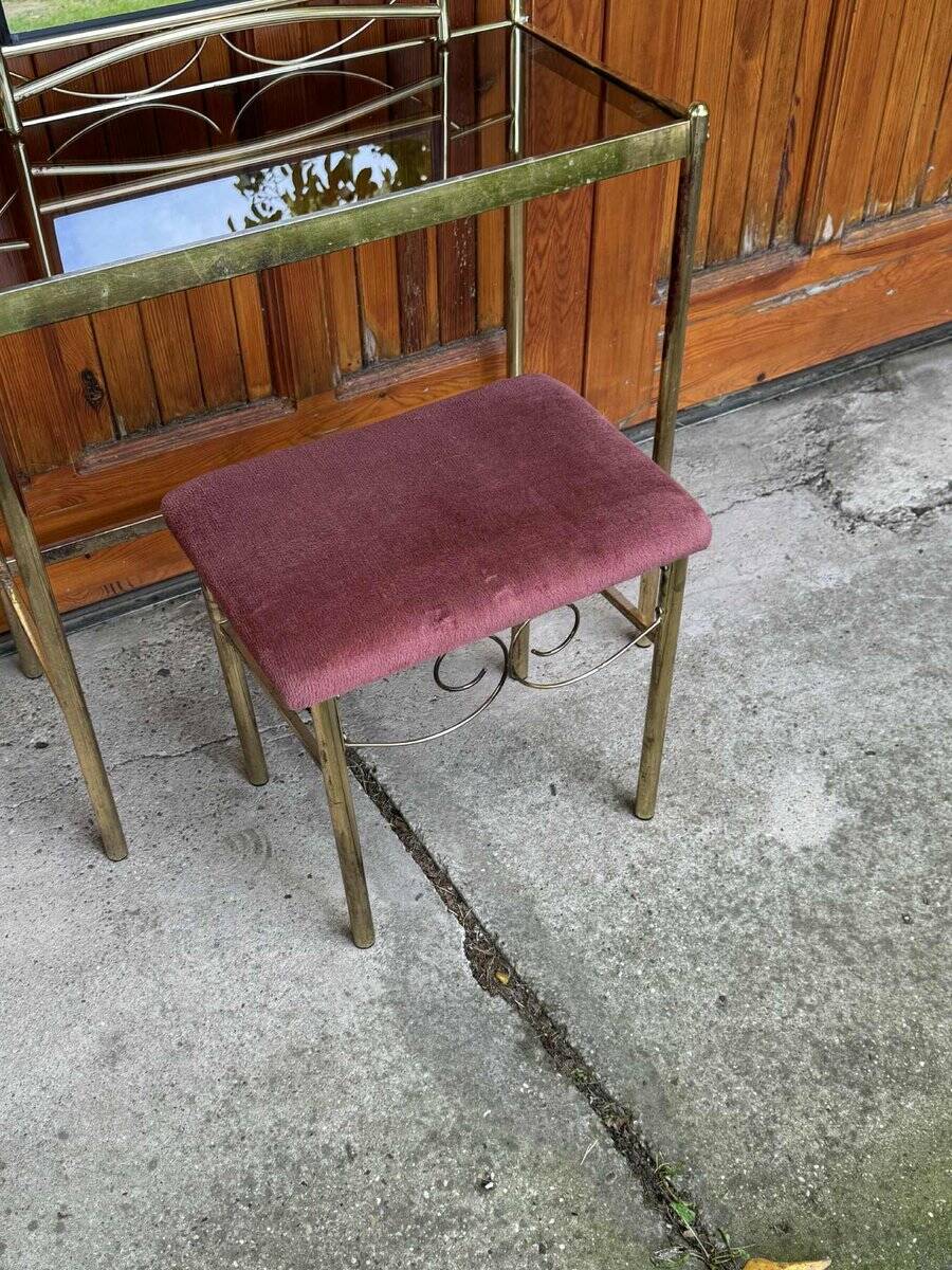 Vintage French Art Deco style vanity table in brass, 1960s, set of 3