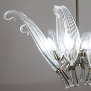 Extraordinary Large Transparent Murano Glass Leaves Chandelier by Franco Lu