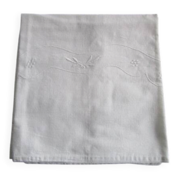 Taie d'oreiller ancienne brodée: 77x77cm