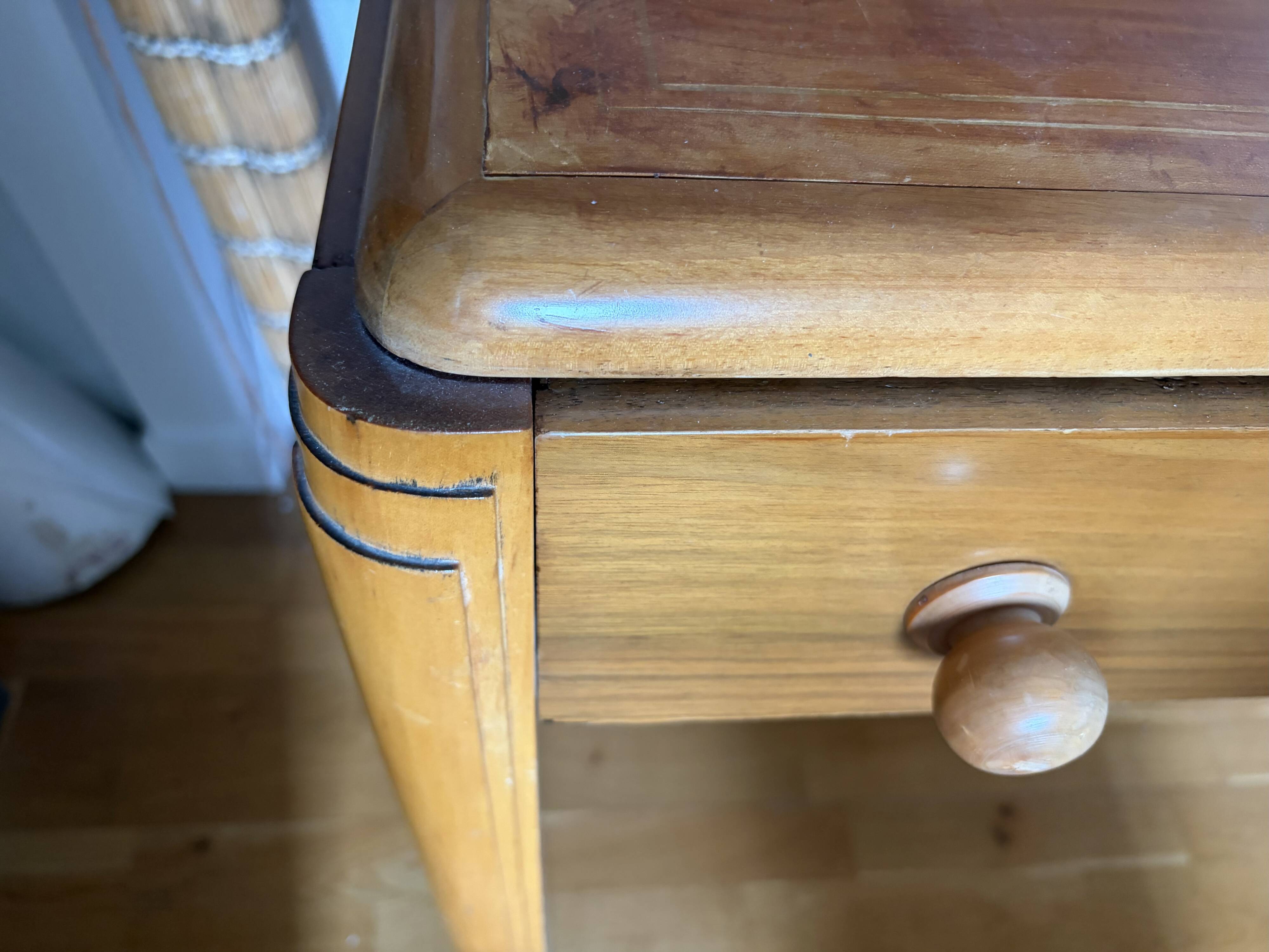 Bureau art deco 108x60 3 tiroirs dessus cuir à changer