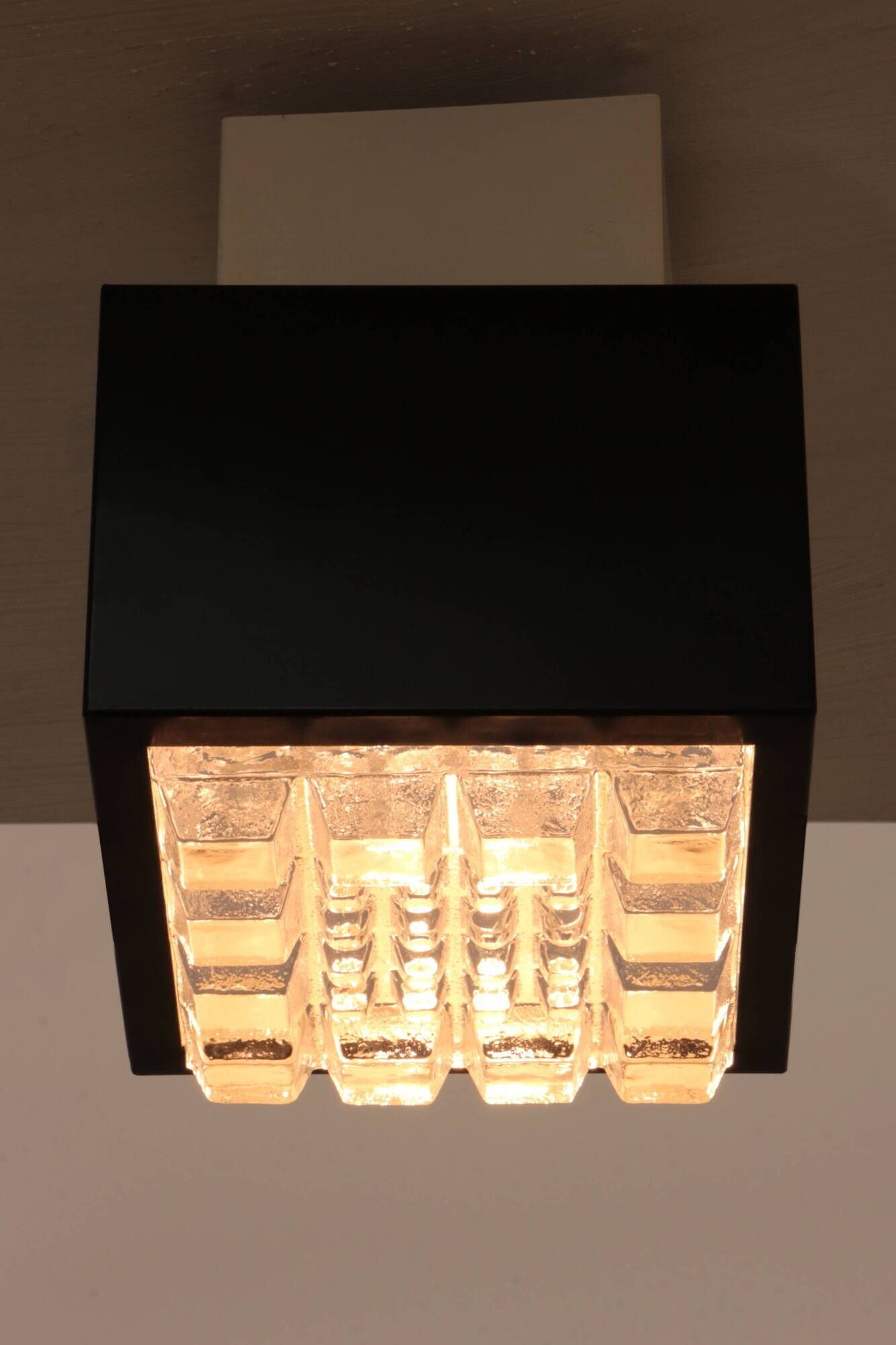 Ceiling lamp made of metal with glass, 1960s Sweden.