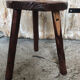 Tabouret de traite tripode bois vintage #a227