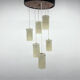 Mid-century cascade wood & crushed plastic pendant light, 1970's