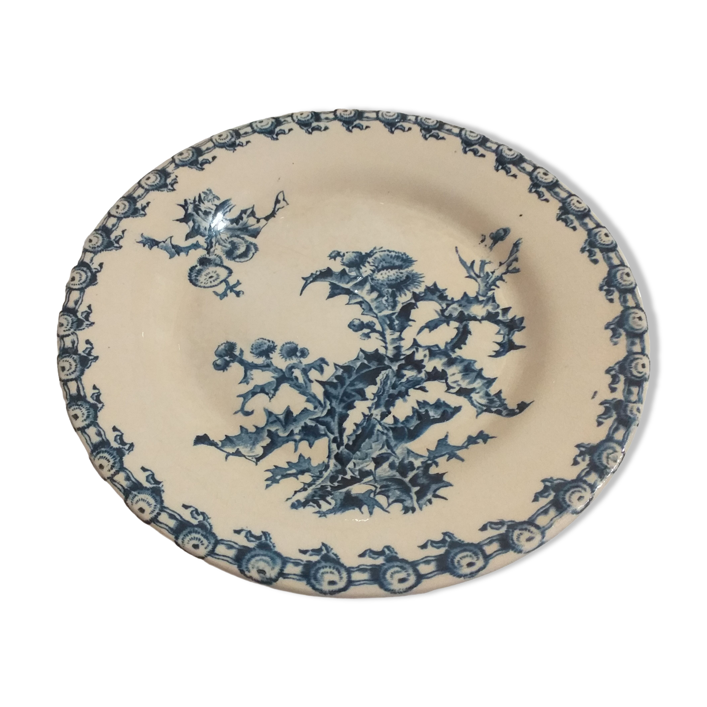 Flat plate in Gien porcelain model Chardons