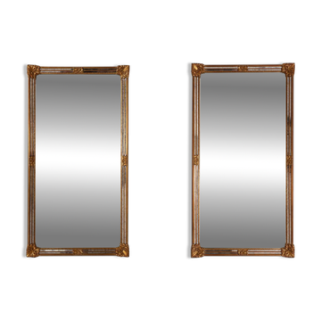 Pair of 2 Large 20th century rectangle gilded Baroque Deknudt mirrors
