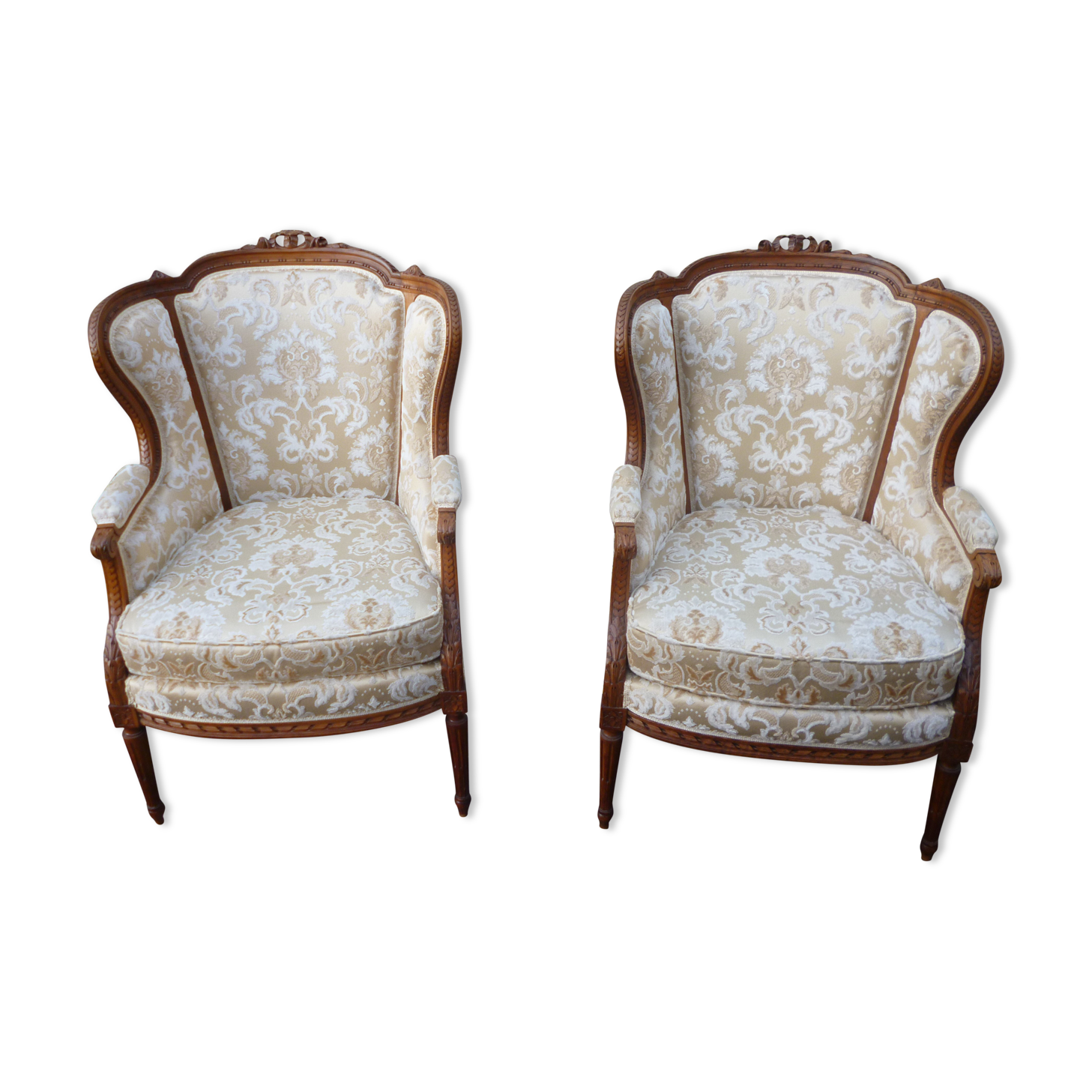 Pair of Louis XVI style armchairs with ears