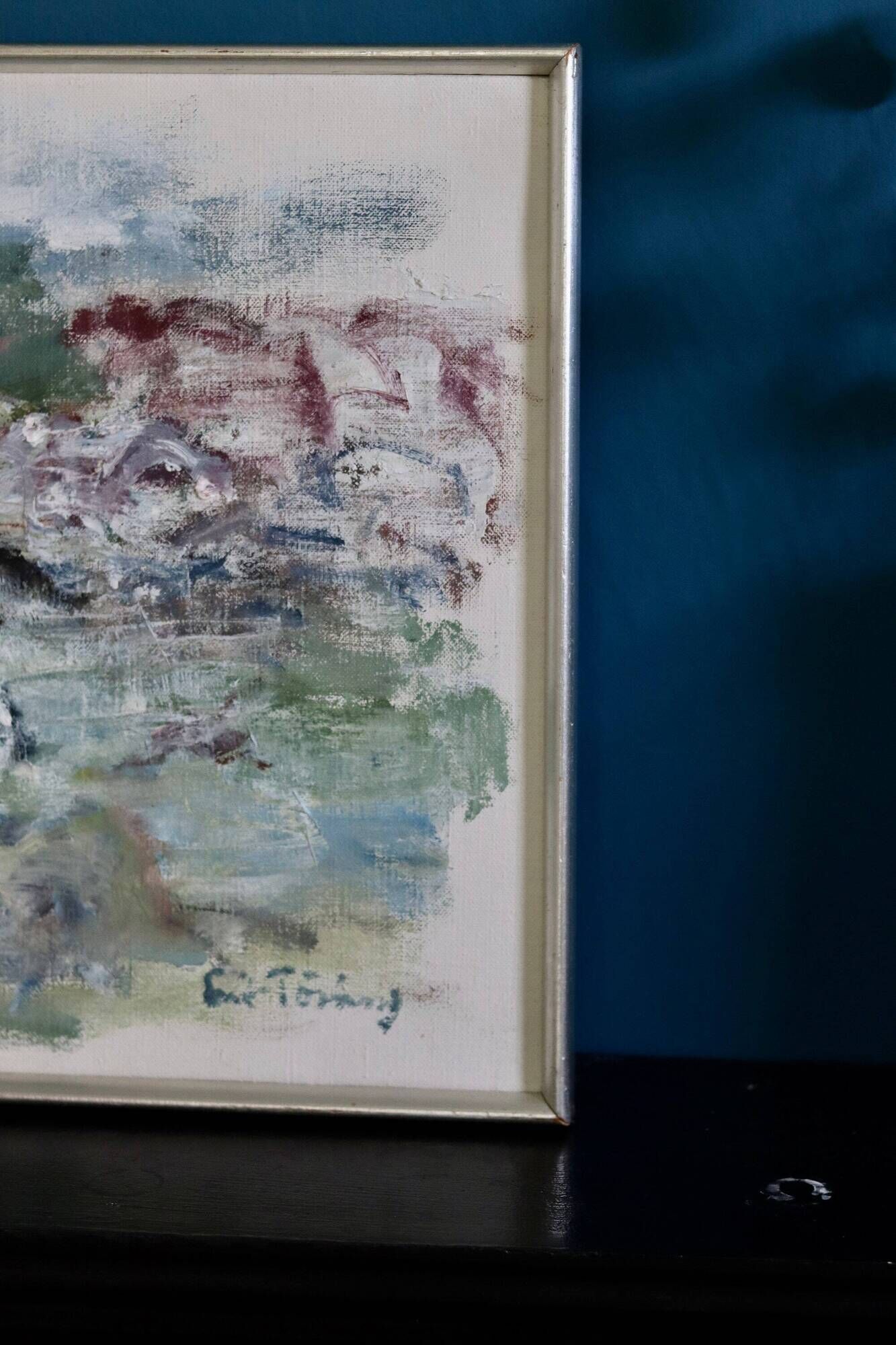 Original Swedish Modernist Oil on Canvas " Abstract field" by Erik Törning- Framed