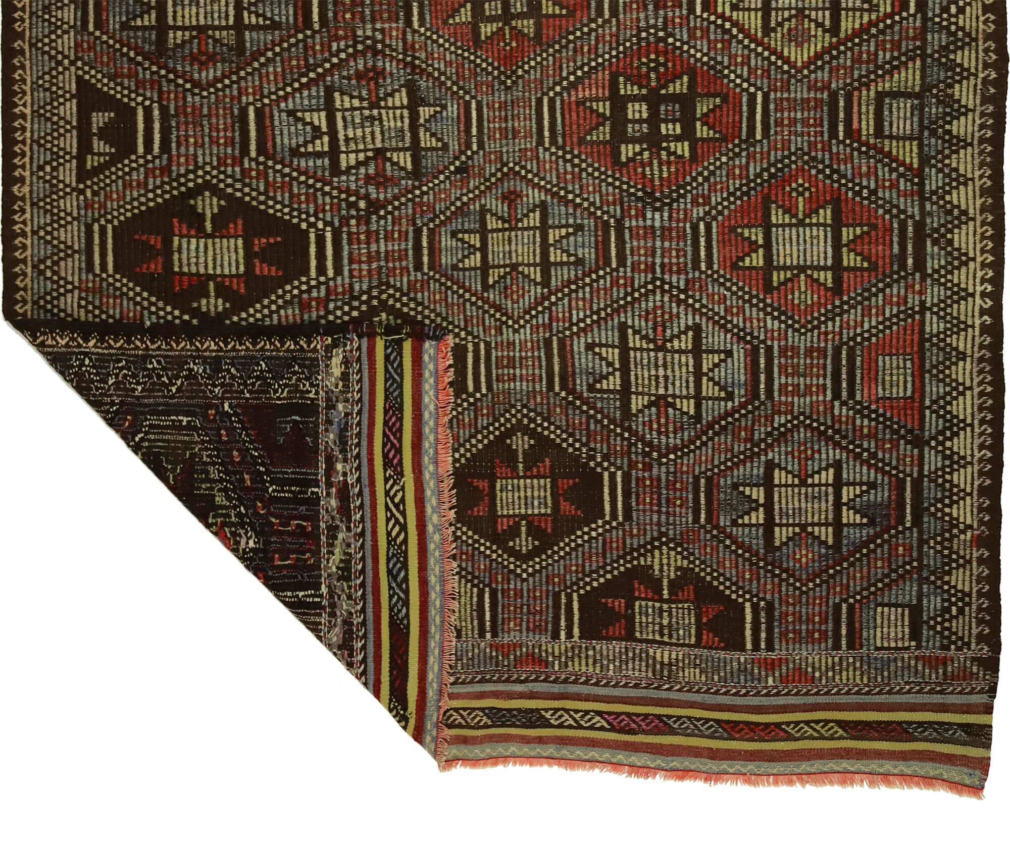 Anatolian handmade kilim rug 243 cm x 185 cm