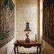 Monumental lamp with a dolphin in cast iron and lead scales - 110cm
