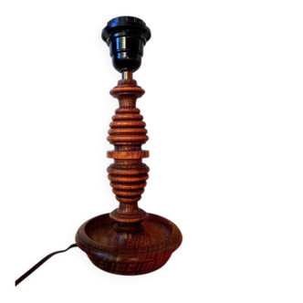 Turned wood lamp