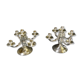 Pair of silver metal candlesticks 40s