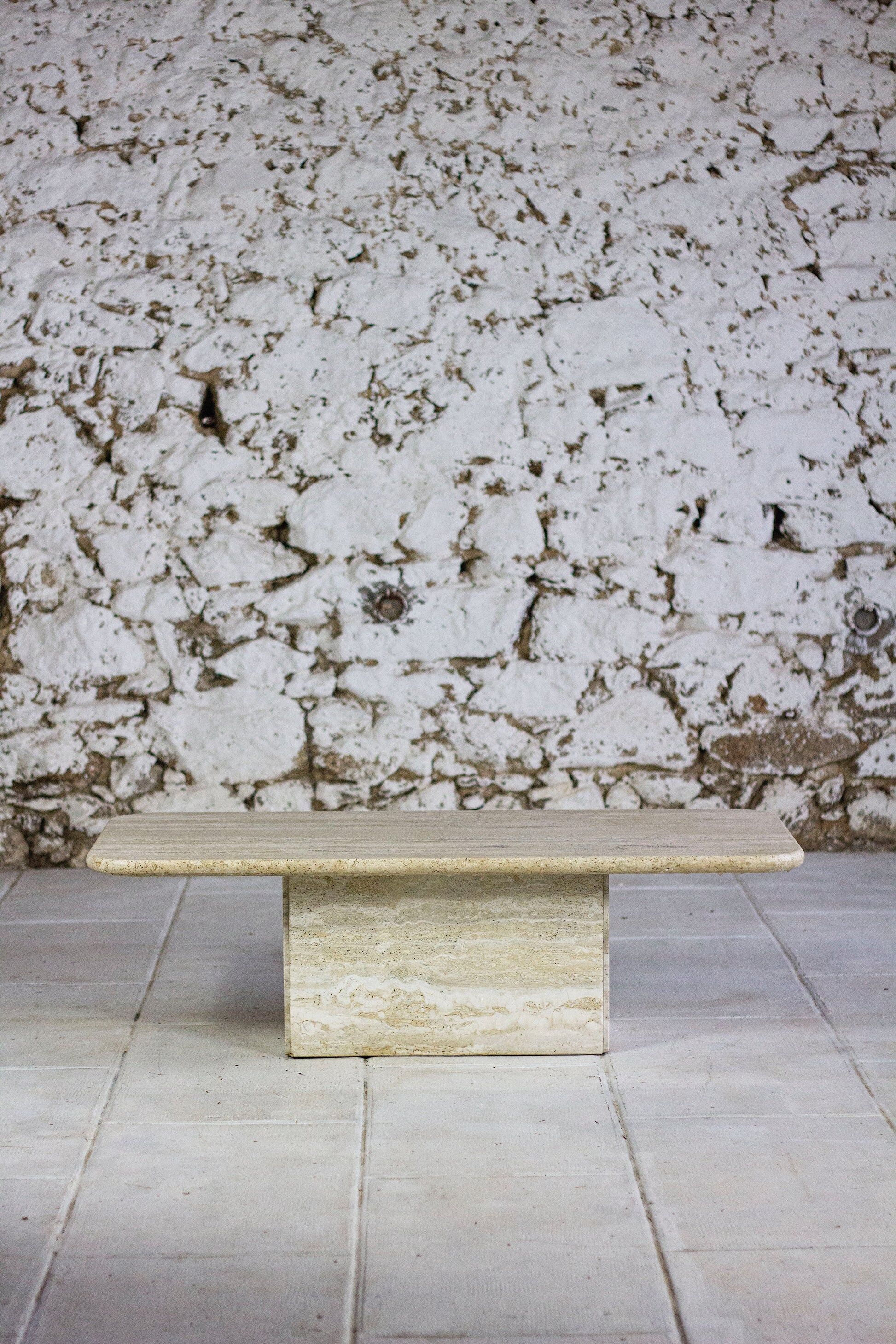 Italian travertine coffee table, 1980