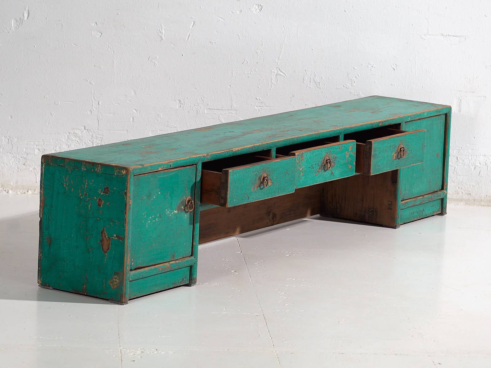 Antique oriental turquoise green TV cabinet (c.1900) #26