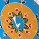 Hand-Painted Wall Decorative Ceramic Plate with Dove & Floral Folk Art Design