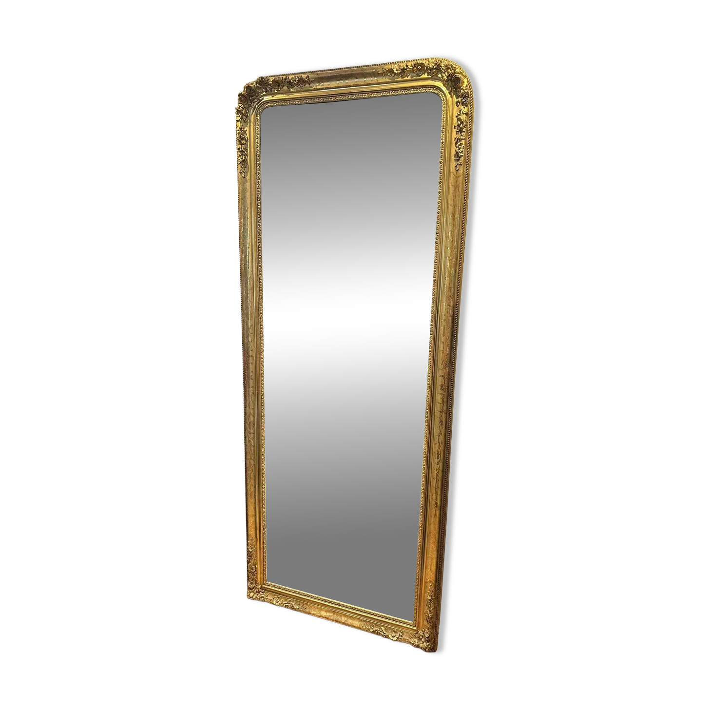 Large fireplace mirror from the Napoléon III period 208×86cm mercury glass