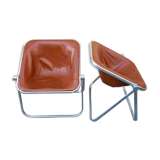 Paire de chaises pliantes en cuir Plona de Giancarlo Piretti pour Castelli