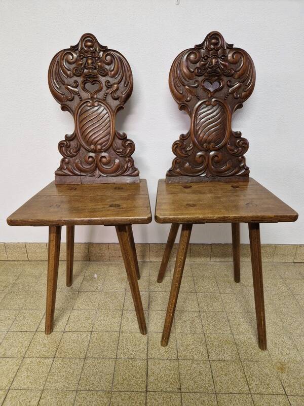 Old pair of Alsatian chairs - 19th century