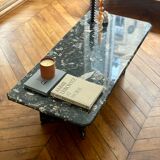 Minimalist design table in black marble Vintage Terrazzo