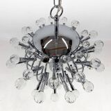 Unique Italian Space Age Chrome & Crystal Glass Chandelier, 1970s