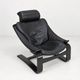 Kroken Armchair in Black Leather by Ake Fribytter for Roche Bobois