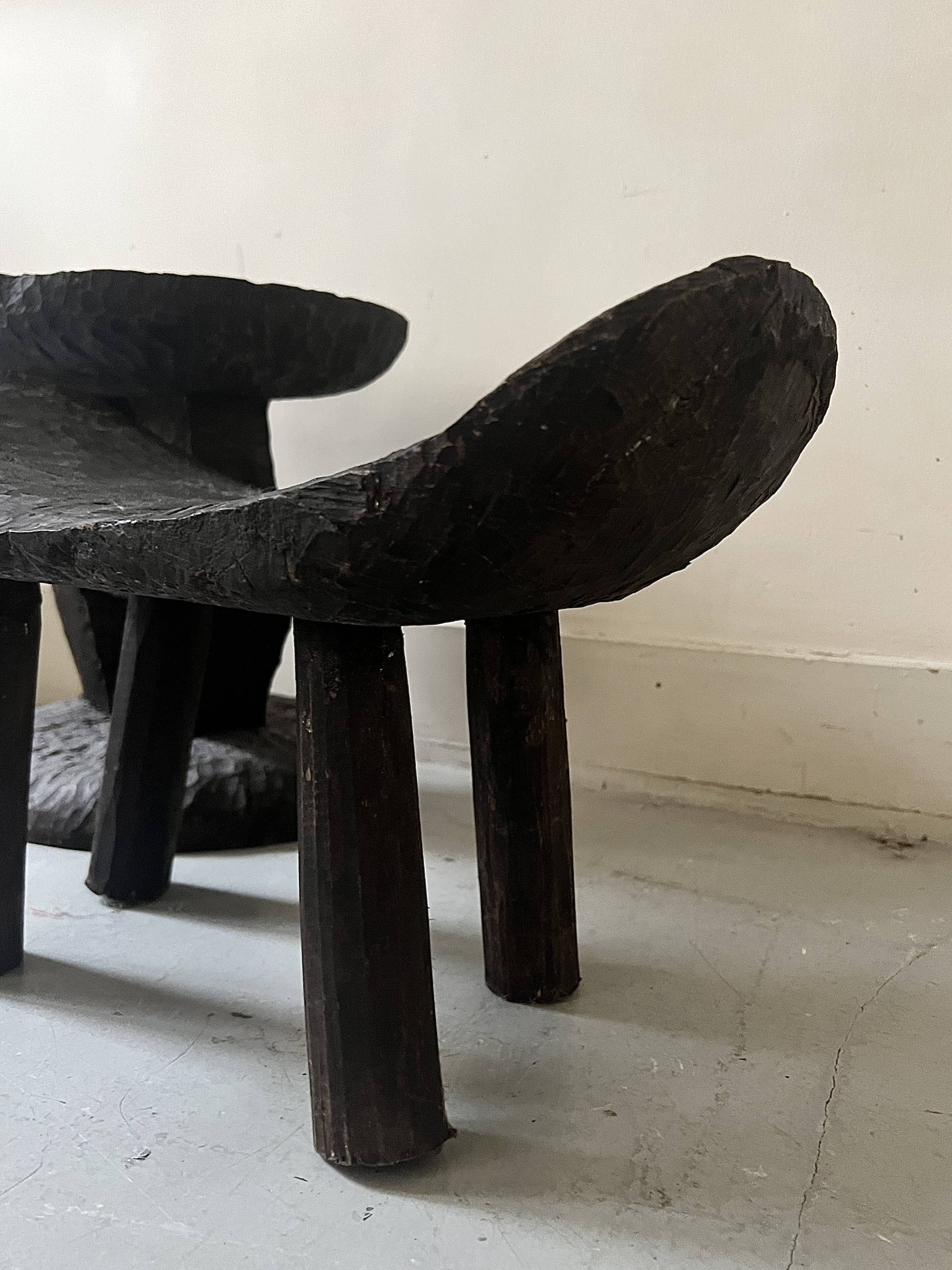 stool / African handcrafted side table in raw wood