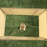 Plexiglas and brass lamp with original pagoda-shaped paper lampshade