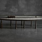 Thomas Serruys steel and stone brutalist coffee table, Belgium, 2019