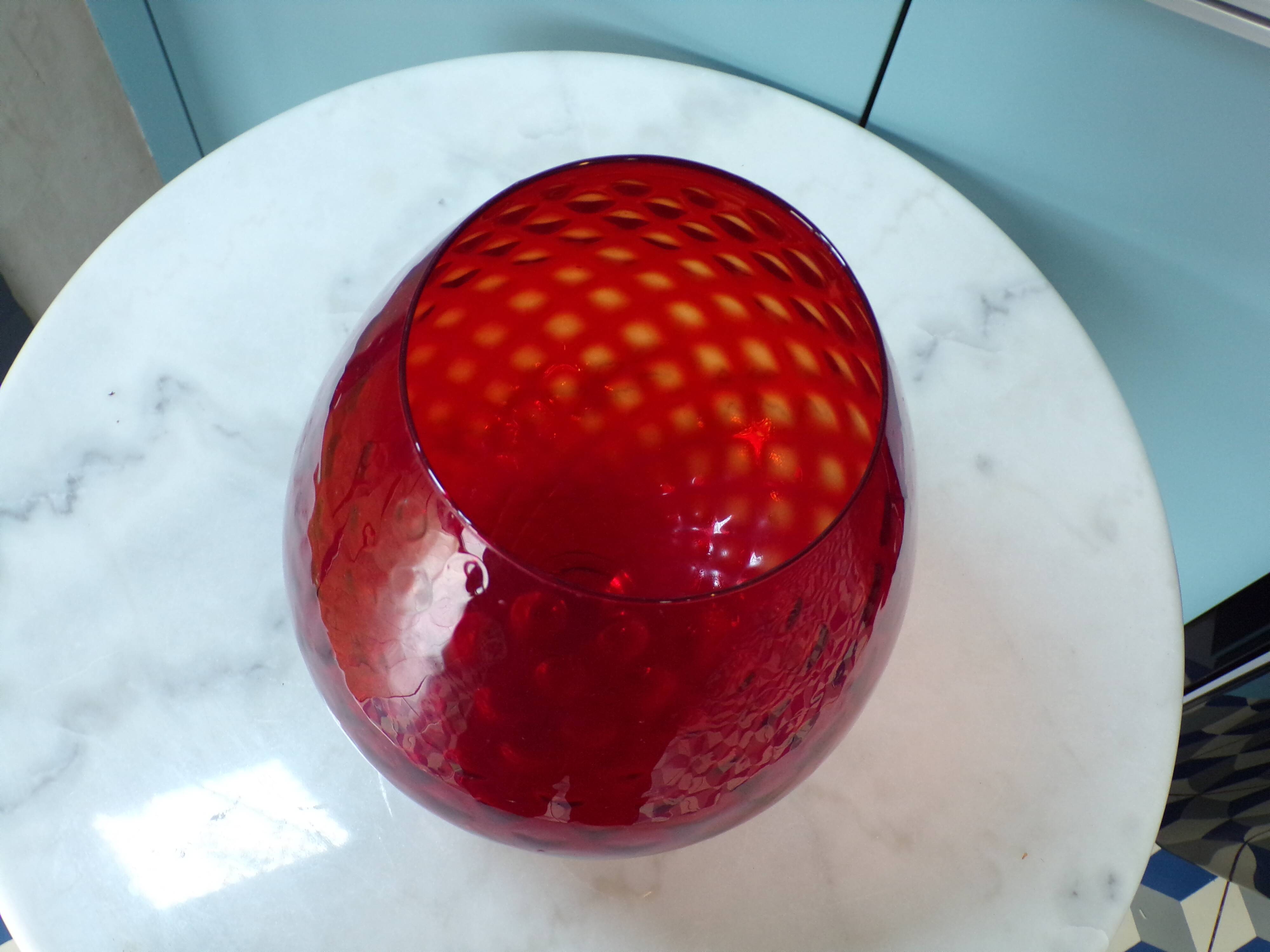 Vase verre empoli rouge