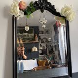 Napoleon III mirror in black wood with pediment