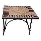 Coffee table in Wrought Iron and Natural Stone