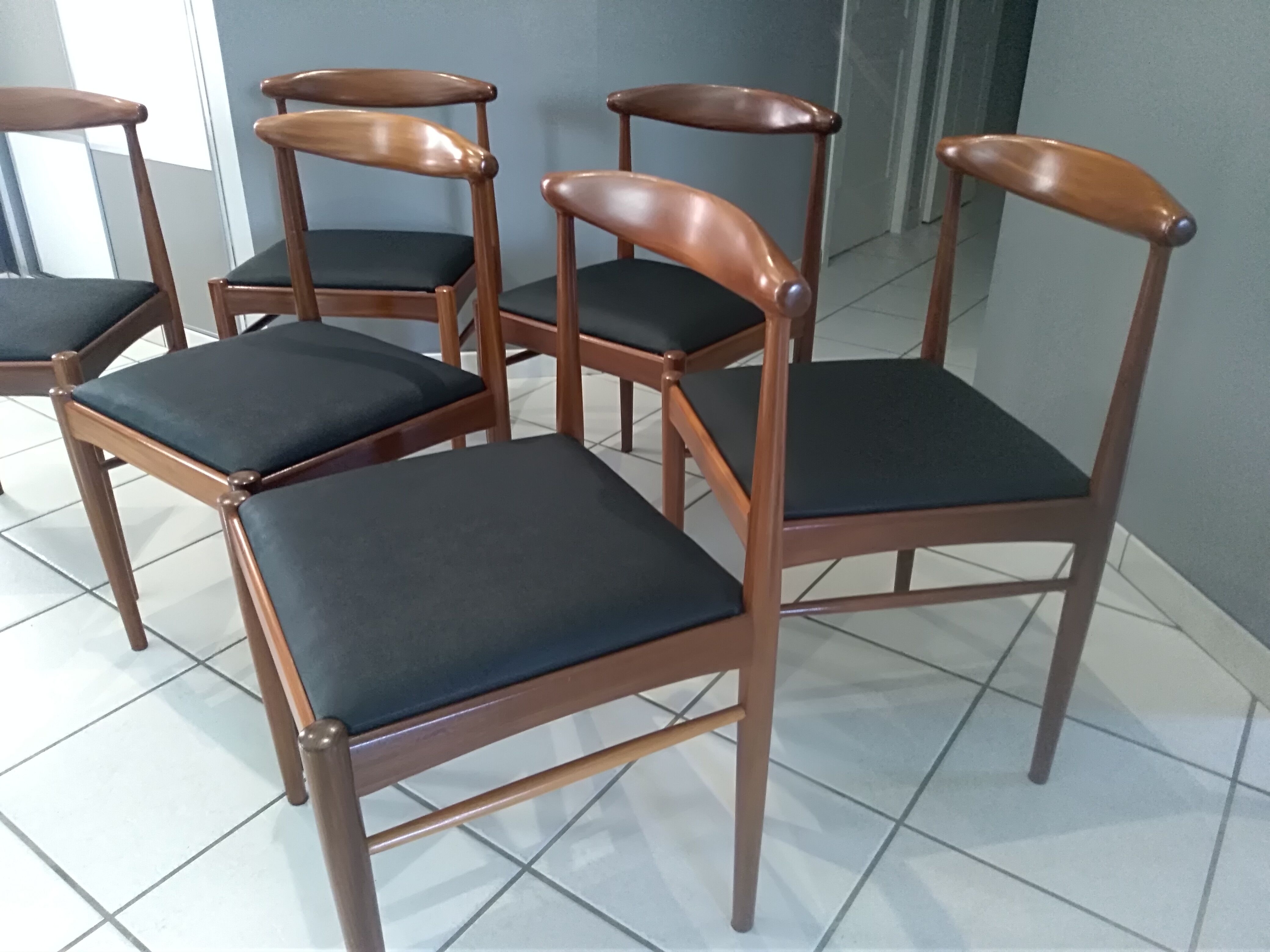 Suite of 6 chairs in Teck Denmark K.S vintage 1960